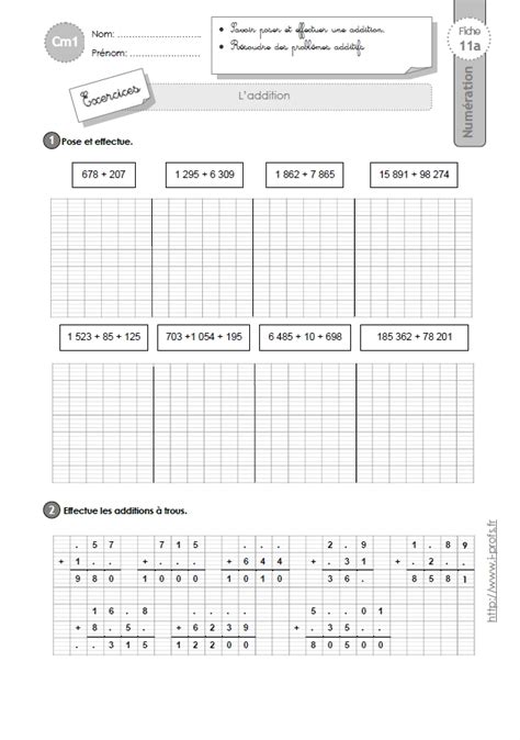math et calcul cm1