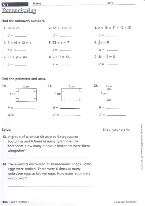 Math Expressions Grade 5 Student Activity Book Unit 2 5 Equivalent Fractions - 2 5 Equivalent Fractions