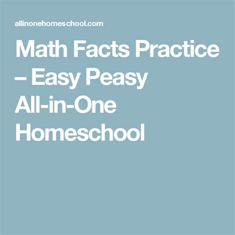 Math Facts Practice Easy Peasy All In One Easy Math Facts - Easy Math Facts