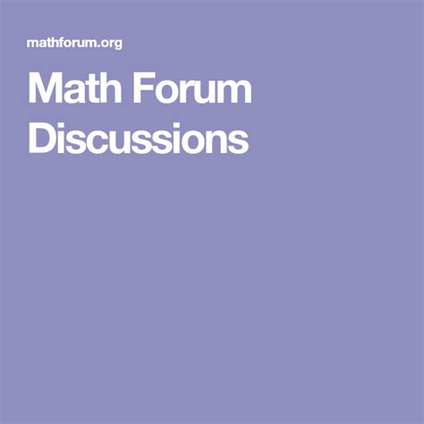 Math Forum Discussions