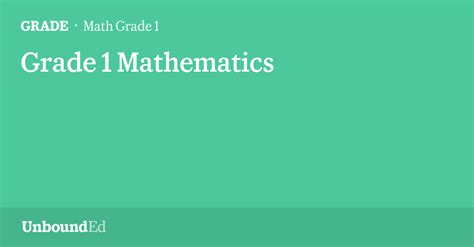 Math G1 Grade 1 Mathematics Unbounded Gr 1 Math - Gr.1 Math