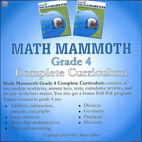 Math Grade 4   Math Mammoth Grade 4 Complete Curriculum Description - Math Grade 4