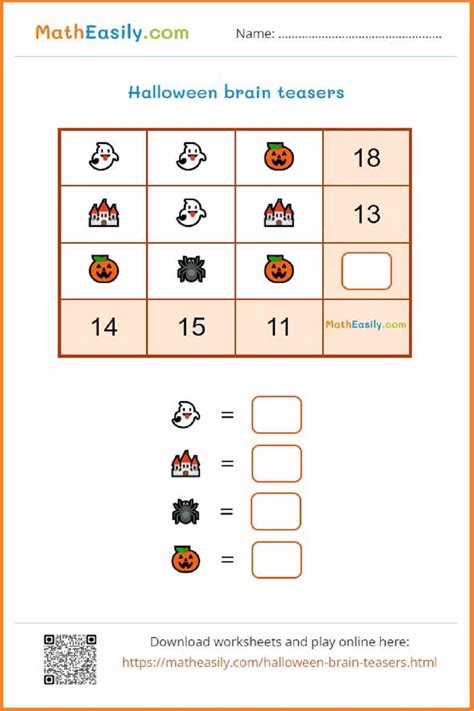 Math Halloween Puzzles Online Pdf Matheasily Com Halloween Logic Puzzle Printable - Halloween Logic Puzzle Printable