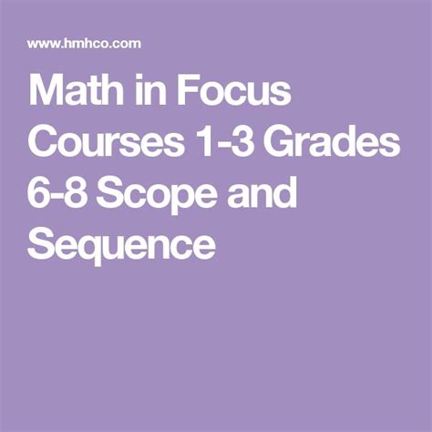 Math In Focus Scope And Sequence