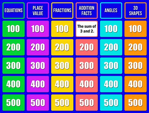 Math Jeopardy Games Math Play First Grade Math Jeopardy - First Grade Math Jeopardy