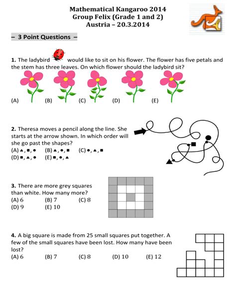 Math Kangaroo Questions 2014