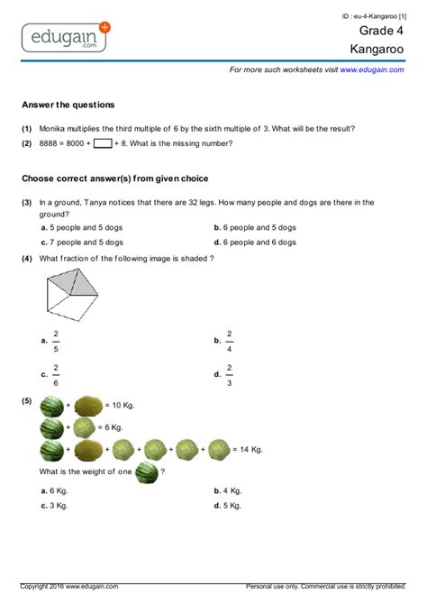 Math Kangaroo Sample Questions