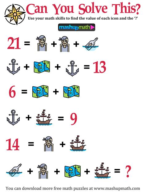 Math Logic Puzzles For Middle School
