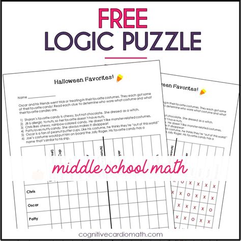 math logic puzzles middle school printable