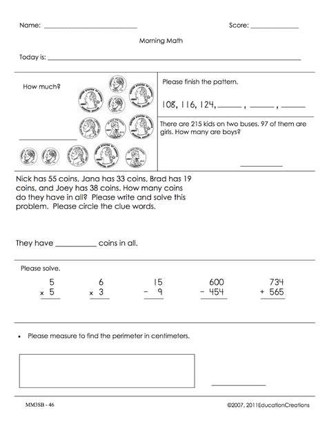 math masters practice sheets 5th grade