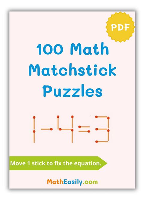 Math Matchstick Puzzles With Answers Pdf Online Match Math - Match Math