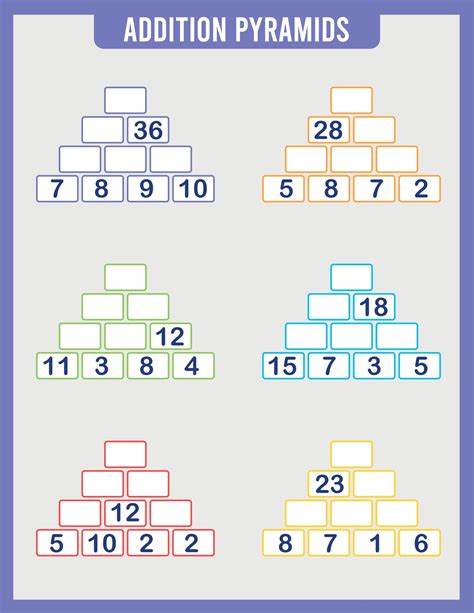 Math Number Pyramid Puzzle Game Worksheets Number Pyramids Worksheet - Number Pyramids Worksheet