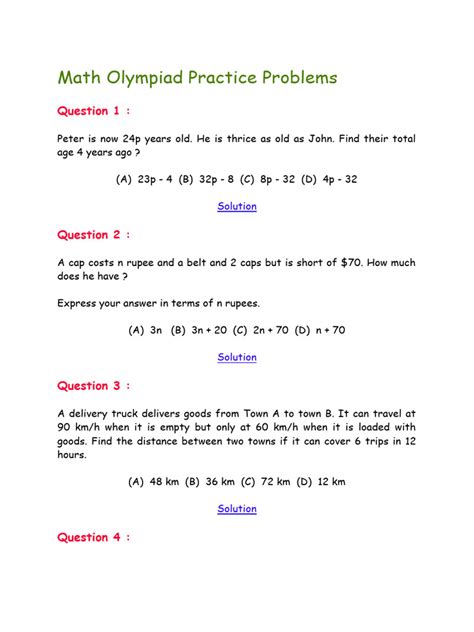Math Olympiad Practice Problems
