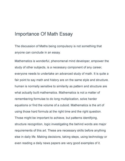 Math Paragraph   Math Essay Essay On Math For Students And - Math Paragraph