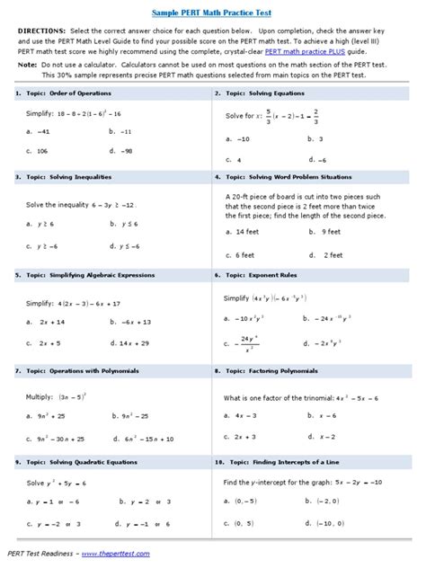 Math Pert Practice Test