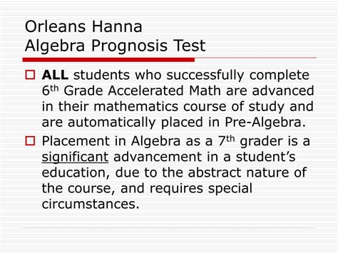 Math Prognosis Test