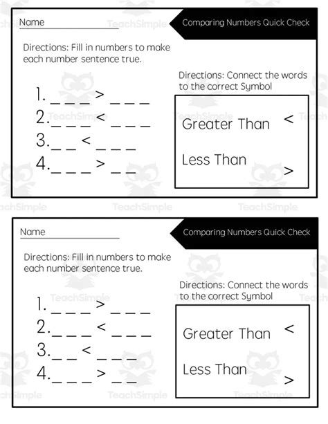 Math Quick Check Comparing Numbers 2 Teach Simple Quick Check Math - Quick Check Math