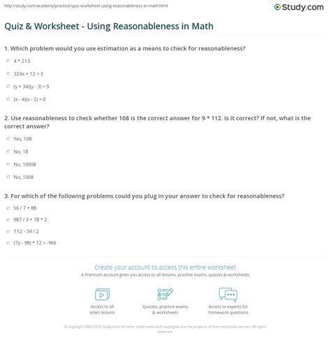 Math Reasonableness Worksheet Onlinemath4all Reasonableness Math - Reasonableness Math