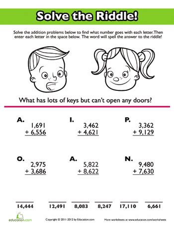 Math Riddles Addition And Subtraction Worksheet Education Com Riddle Me Math Worksheets - Riddle Me Math Worksheets