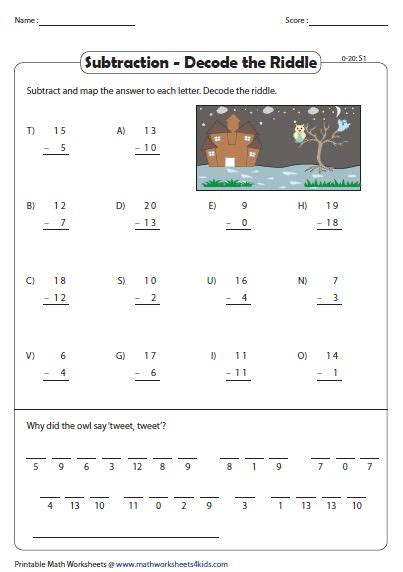 Math Riddles Subtraction 1 Worksheet Education Com Math Riddle Worksheet Grade 2 - Math Riddle Worksheet Grade 2