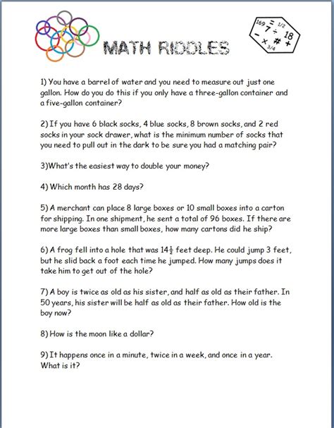 Math Riddles Worksheets   Math Riddles Collection Super Teacher Worksheets - Math Riddles Worksheets