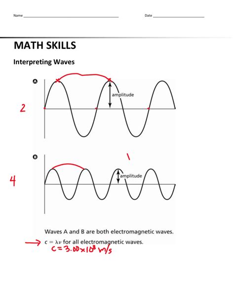 Math Skills Transparency Interpreting Waves Answers