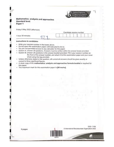 Math Sl May Paper 1 Mark Scheme