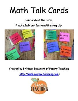 Math Talk Cards By Brittany Beaumont Tpt Math Talk Cards - Math Talk Cards