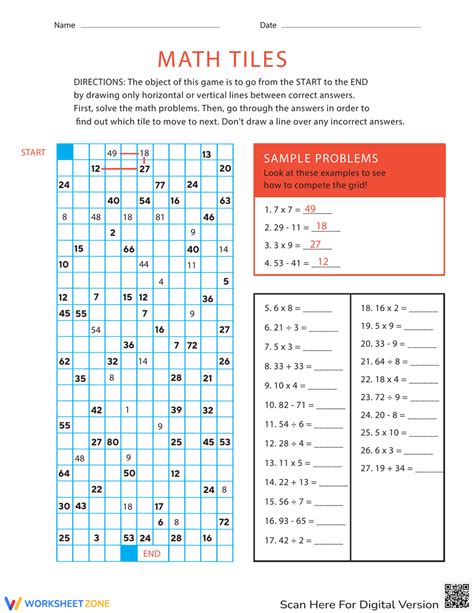 Math Tiles Mash Up Worksheet Education Com Math Tiles Worksheets - Math Tiles Worksheets