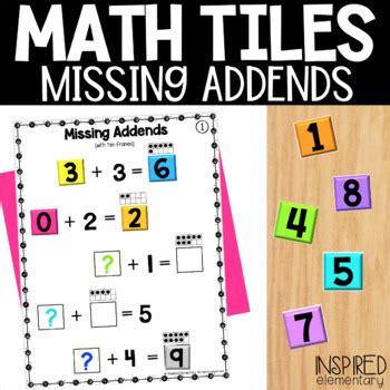 Math Tiles Missing Addends Middot Inspired Elementary Math Tiles - Math Tiles