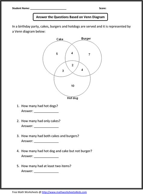 Math Venn Diagram Worksheet   Venn Diagram Notation Worksheets With Answers Mr Barton - Math Venn Diagram Worksheet