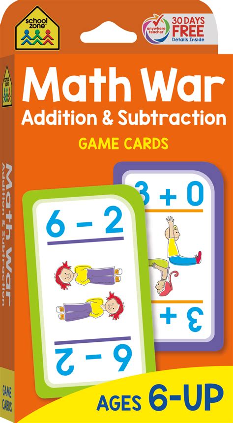 Math War Addition And Subtraction Game Cards