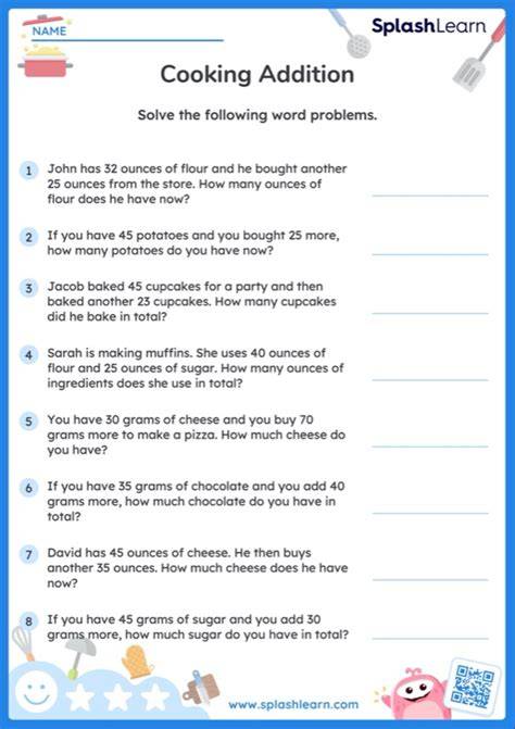 math word problems for cooking
