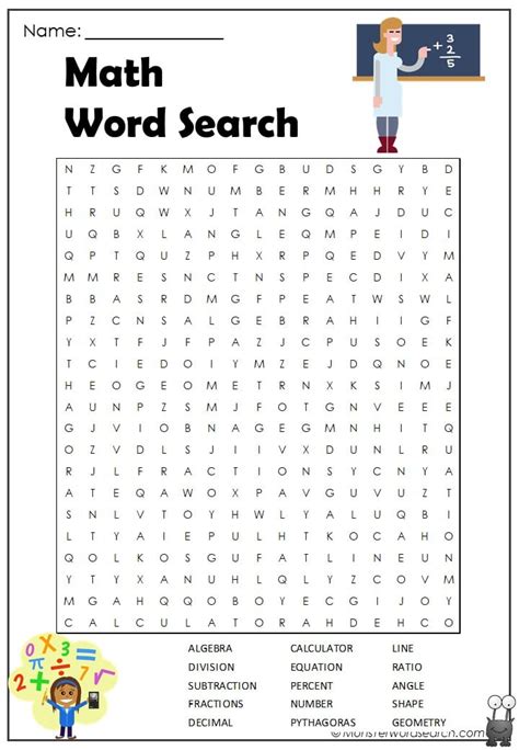 Math Word Search Monster Word Search Math Word Searches Printable - Math Word Searches Printable