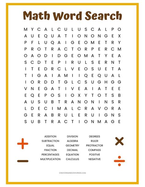 Math Word Searches Printable