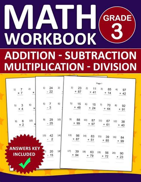 math workbook practice grade 3 5 ages 8 11 3 in 1