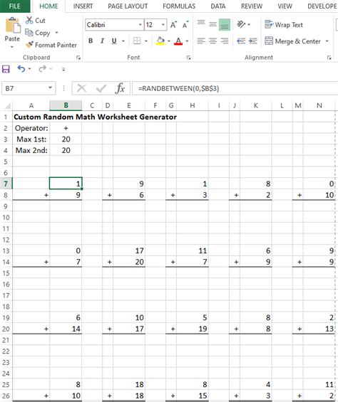 Math Worksheet Generator 8211 Spreadsheetsolving Math Worksheet Generator Microsoft - Math Worksheet Generator Microsoft