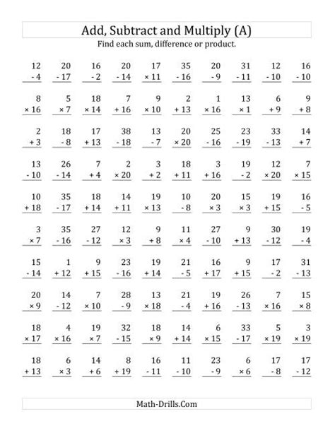 Math Worksheet Generator Add Subtract Multiply Common Core Math Add And Subtract Worksheets - Math Add And Subtract Worksheets