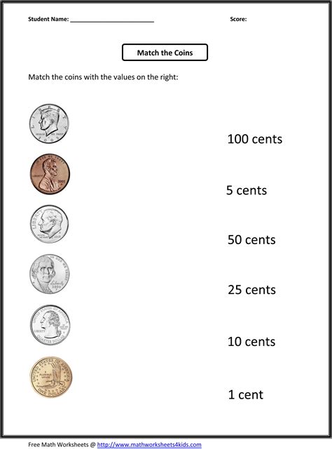 Math Worksheet Match Coins With Their Values Splashlearn Matching Coins Worksheet - Matching Coins Worksheet