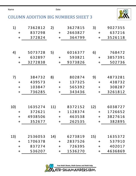 Math Worksheets Addition