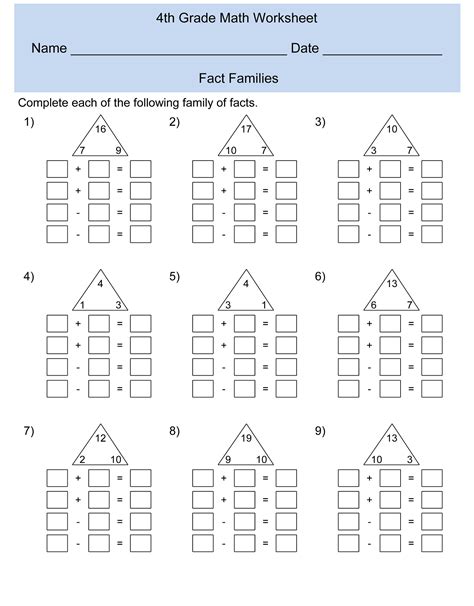 Math Worksheets Fact Families Activity Shelter Math Fact Family Worksheets - Math Fact Family Worksheets