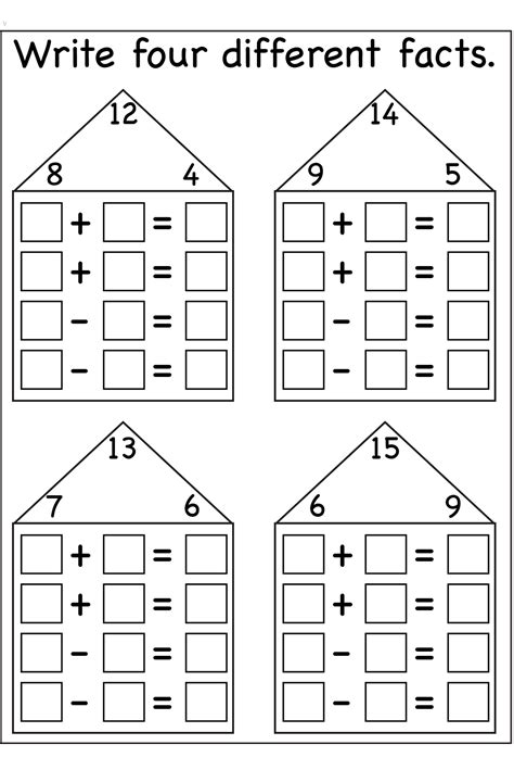 Math Worksheets Fact Families For Addition And Subtraction Math Fact Family Worksheets - Math Fact Family Worksheets