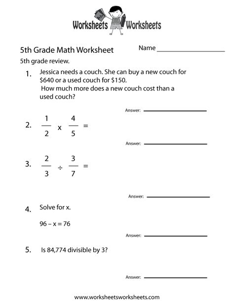 Math Worksheets For Grade 5 Solutions Interactive Online Worksheet Grade 5 Math - Worksheet Grade 5 Math