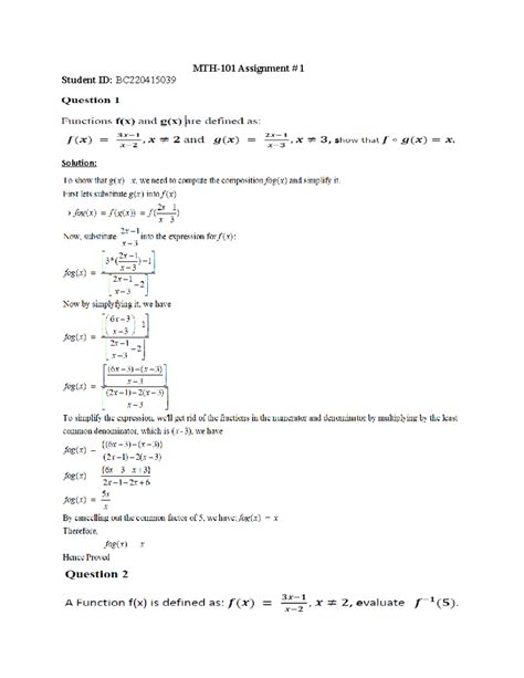 Download Math 101 Assignment 1 Solution 