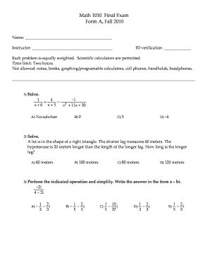 Download Math 1010 Exam 1 Practice Questions 