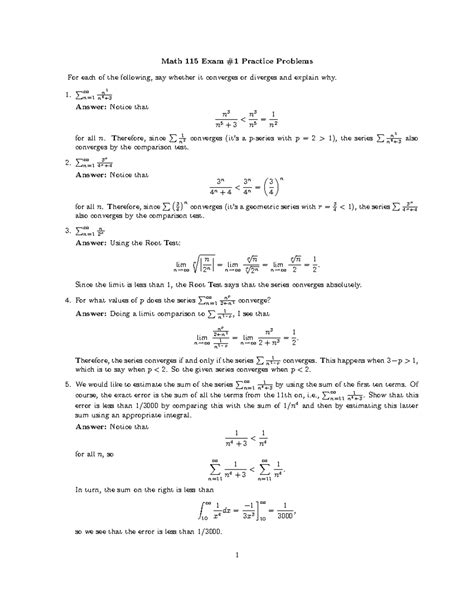 Read Math 115 Exam 1 Practice Problems 