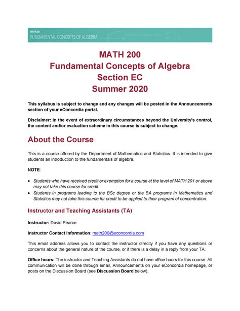 Read Online Math 200 Fundamental Concepts Of Algebra Summer 2017 