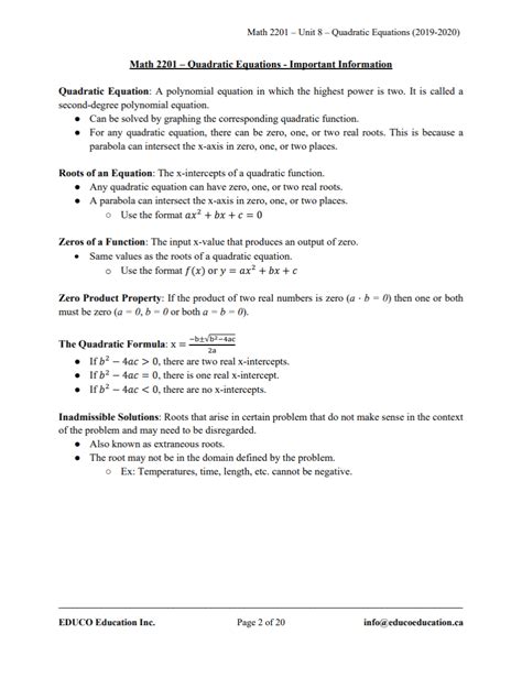 Full Download Math 2201 Curriculum Guide 