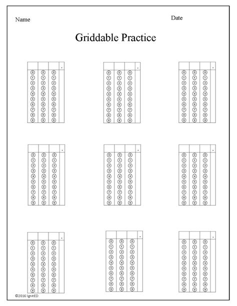 Read Online Math Griddable Answer Document 