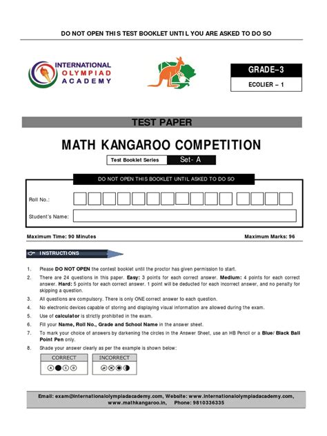 Full Download Math Kangaroo Test Papers 